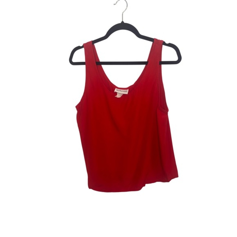 Rumours 80s Vintage Red Scoop Neck Tank Top Sleeveless‎ Blouse Made in USA Large